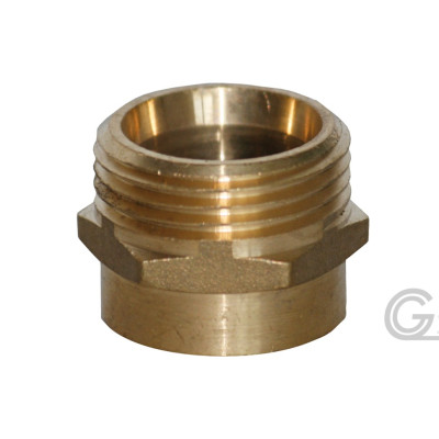 Brass double nipple reduced - 1/2" x 3/4"